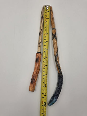 Set Of 2 Rare One Of A Kind Handmade Wooden Magic Wand Fantasy Staff Cosplay.