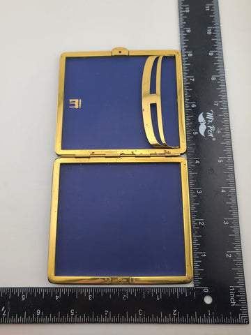 Vintage Dunhill London Leather Cigarette Case Blue Interior Gold Tone