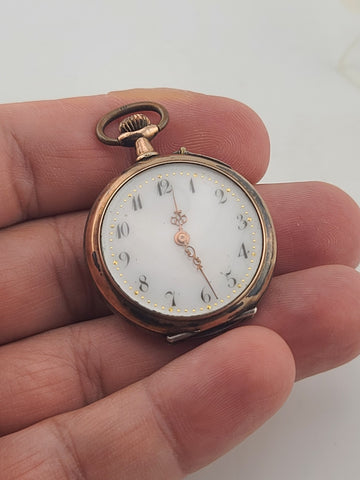 Rare Antique Swiss 0.800 Silver Ladies Pocket Watch Enamel Dial C1890 Runs