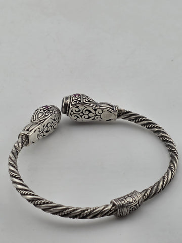 925 Sterling Silver Handmade Tribal Kada Bangle Bracelet Unisex Vintage