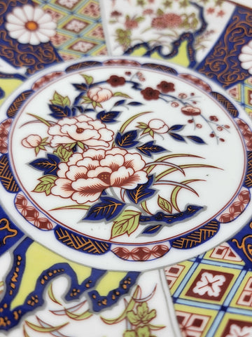 Large Antique Japanese Porcelain Imari Ware Floral Dish Charger Meiji Period