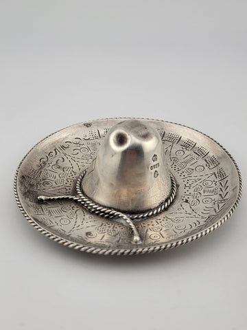 Vintage Mexico Souvenir Sterling Silver Sombrero 925 4” W MASONIC Symbol.