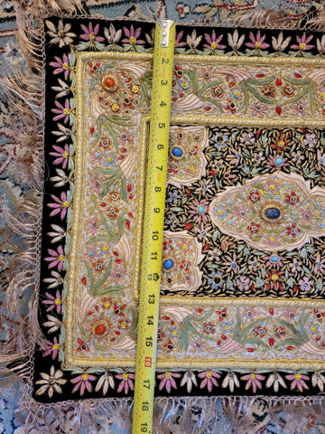 Vintage Oriental Golden 100% Silk Embroided Patchwork. Great Mother's Day Gift.