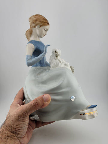 Vintage Collectible Royal Dux Seated Lady W Dog Porcelain Figurine Bohemia 10"