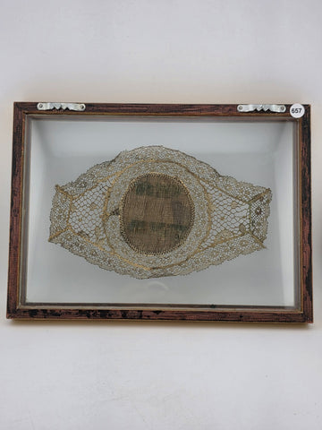 Ultra Rare Antique 1820s Lace Mounted Portrait Watercolor on Ivory Georgian Art