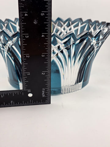 Gourgeous Collectible Vintage Caeser Crystal GOTHIC Large Canistrum Bowl Azure