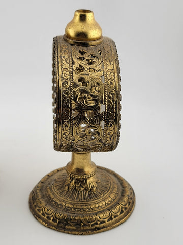 Set Of 2 Antique Ornate pair Gold Ormolu Filigree Perfume Bottle Cherubs bottles