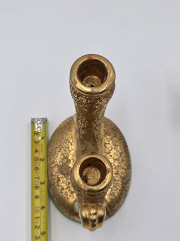 Pair 1930's  LE MIEUX CHINA 24 KARAT GOLD DOUBLE CANDLE STICK HOLDERS VINTAGE