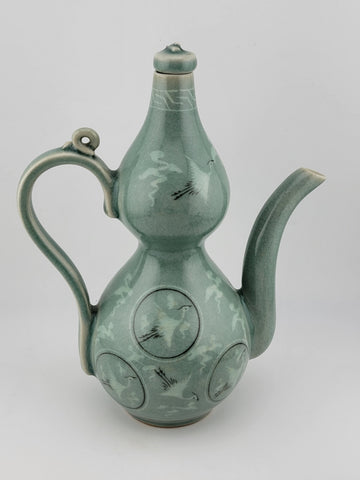 Rare Set Of 4 Goryeo Celadon Cloud & Crane Design Mineiwa Korean Living National