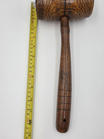 Antique 19th C Wooden Mallet Gavel Hammer Turned Handle & End 12" x 3"