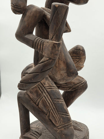 Rare Antique XL 26 In Yoruba African Wood Pregnant Lady Tribal Sculpture Nigeria