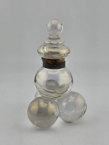 Antique 19th C Iridescent Glass Soap Bubble Inkwell Victorian Bohemia Harrach.