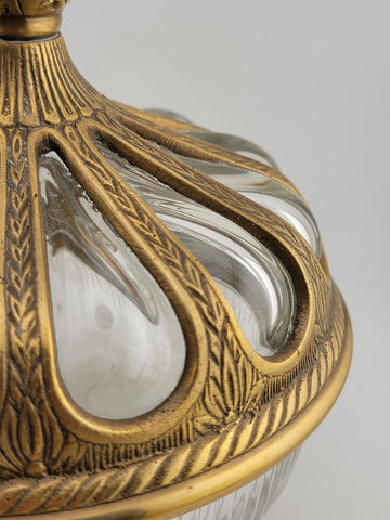Antique Hand Blown Bubble Glass & Brass Lidded Bowl Container. Read Description.