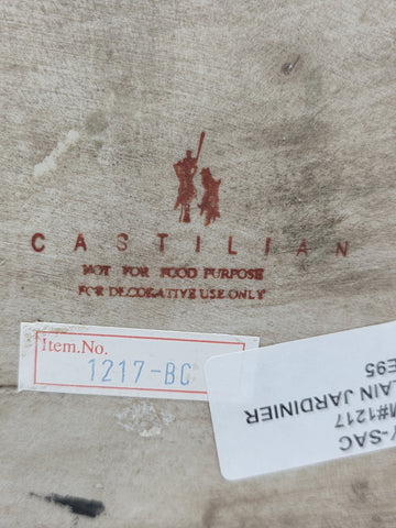 ANTIQUE XL CASTILIAN PORCELAIN BRONZE BOWL CENTERPIECE CLAWFOOT FLORAL VICTORIAN