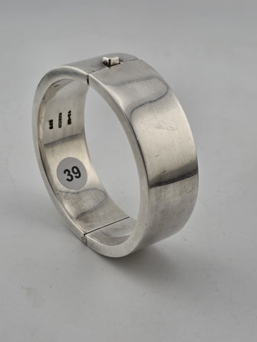Vintage Mexican 1968 Modernist Sterling Silver Wide Hinged Cuff Bracelet 82.7g