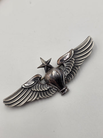 WWII USAAF Senior Balloon Pilot Wings LGB Sterling 3" Pinback W Original Package