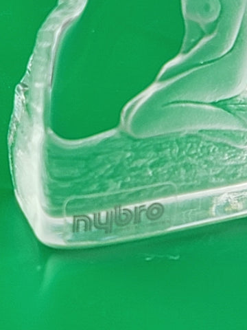 VINTAGE 1960'S MODERNIST LITTLE MERMAID SIGNED NYDRO CRYSTAL SCULPTURE - SWEDEN