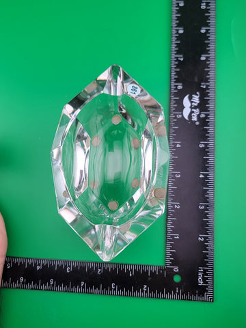 Fabulous 7” Val St Lambert Heavy Lead Crystal Amadis Faceted Octagon Ashtray