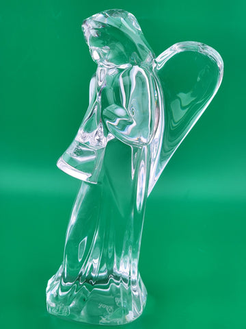 BACCARAT France Crystal ANGEL With HORN Nativity Figurine Discontinued 6"