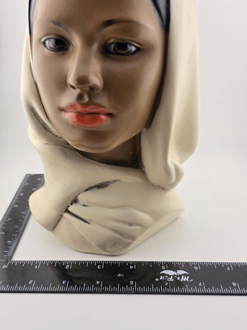 Vintage Marwal Ceramic/Chalkware Head Bust Middle Eastern Woman Headscarf