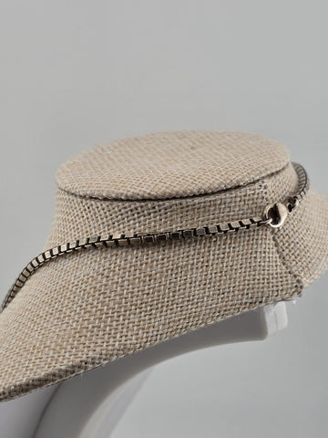 RLM STUDIO 925 Silver  Vintage Curve Pendant Box Link Chain Necklace  NE3355