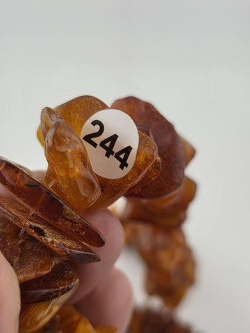 Vintage Genuine Baltic Cognac Amber Chunky Bead Necklace Long 26" Graduated.
