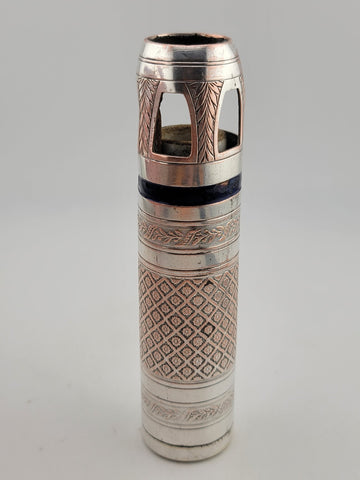 Rare One Of A Kind Antique Silver Metal & Enamel German Marine Oil Lamp.