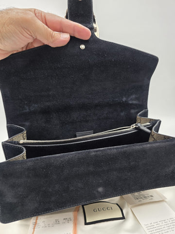 New W Tag Gucci GG Supreme Dionysus Medium Shoulder Bag with Chain Strap.