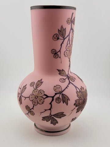 Rare Collectible PK Poschinger Krystallie Antique Burmese glass  Pink vase.
