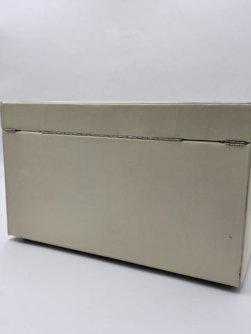 Vintage XL Pottery Barn 4 Level Jewelry Box Organizer Cream Case W Mirror & Key.