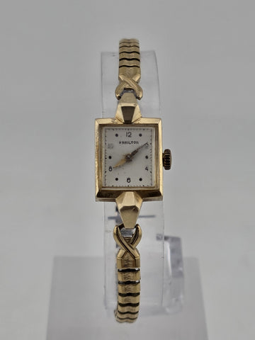 Vintage Hamilton 14K Solid Gold Ladies Watch 1971 Engraved Service Award. Read.
