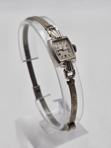 Vintage 1930s Elgin De Luxe Art Deco Ladies Mechanical Wristwatch Deco. Working.