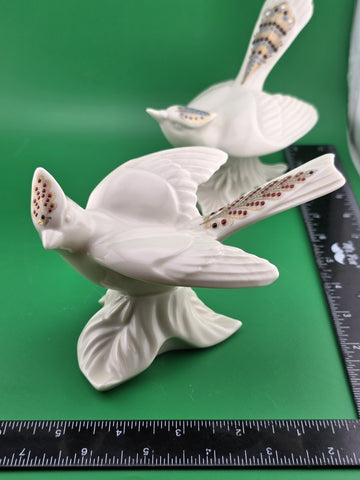 Vtg Pair Of Lenox China Jewels Collection Bird Figurines-Cardinal & Blue Jay.