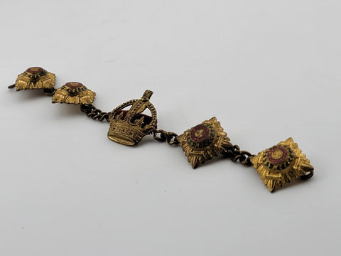 WWII Era Patriotic English British Bracelet/ Medal- Pips & Crown - Military War