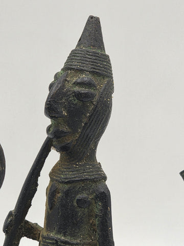 Authentic Mid Cent. 16" Benin Bronze Boat Sculpture African Tribal Lost Wax Art