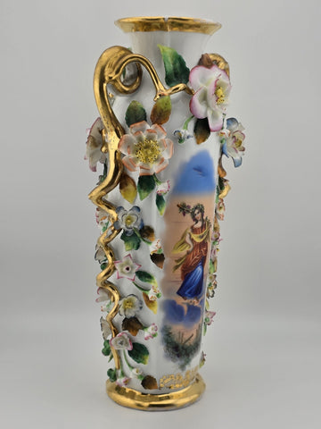 Rare Antique 19th C Jacob Petit Old Vieux Paris Porcelain Rococo 12 7/8" Vase