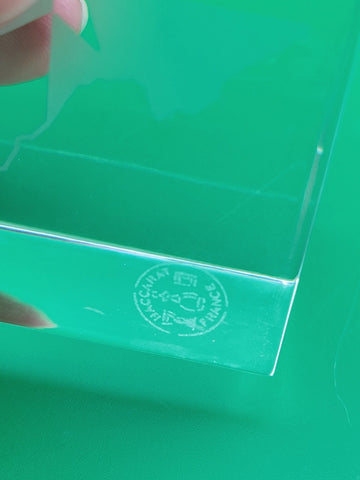 Rare Baccarat Glass Rectangle THE STATE OF TEXAS Crystal Paperweight. Signed.