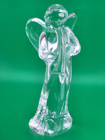 BACCARAT France Crystal ANGEL With HORN Nativity Figurine Discontinued 6"