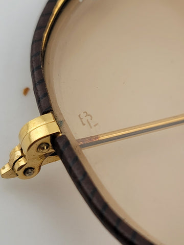 RARE VINTAGE RAY BAN LEATHERS AVIATOR TOBACCO LEATHER 58' B&L SUNGLASSES