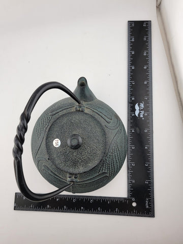 Vintage Kotobuki Black Cast Iron Dragonfly Teapot with Strainer and Trivet Japan