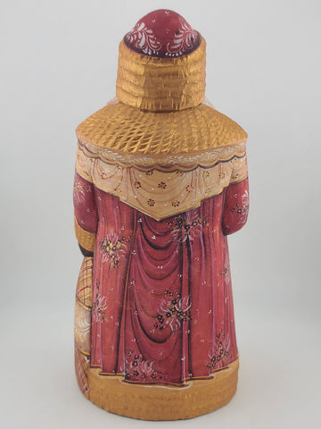 Ded Moroz Russian Hand Carved Wooden Santa Figurine Sergiyev Posad. Fluorescent.