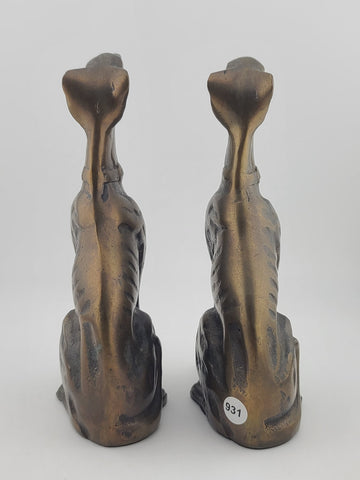 Vintage Pair MAITLAND SMITH Sitting Whippet Greyhound Dog Bronze Metal Bookends.