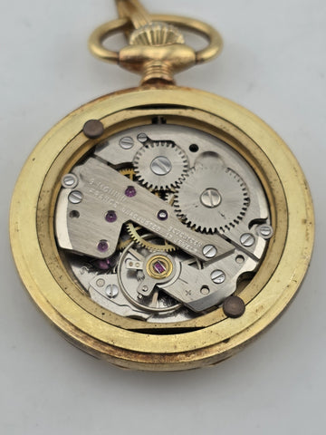 Vintage French Pocket Watch Nastrix 17J Antichoc Engraved Gold Filled Case 36mm