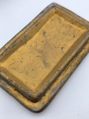 Antique Victorian Cherub Dresser Box – Composition Plaster Faux Bronze c1900