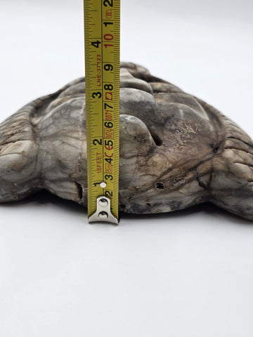 Antique Large Mayan Aztec Style Stone Tribal Ceremonial Mask Inlay 9” Statue