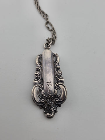 Vintage Sterling Silver Floral Scrollwork Flatware Handle Pendant Necklace 15.8g