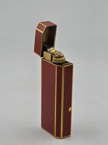Vintage Cartier ''Must de Cartier'' Red Gas Lighter ''Laque-de-Chine''. Working