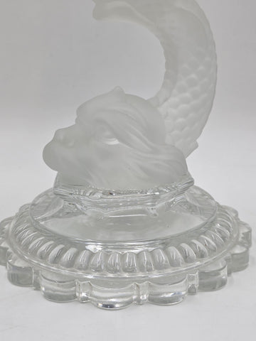 Rare Antique Beautiful Baccarat France Dolphin Form Candlestick Signed. 24 Inch.