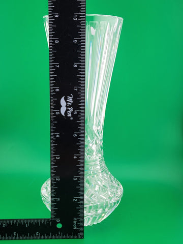 Vtg 1970's Waterford Crystal Giftware 10" Flower Vase Criss Cross Vertical Cut