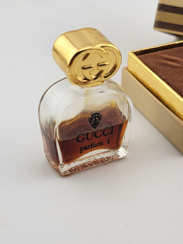 Vintage 1970’s Gucci 1 Parfum 1/5 fl oz/6 ml Pure Perfume Rare Splash. Half Full